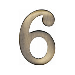 Heritage Brass Numeral 6 - 51mm  – Self Adhesive